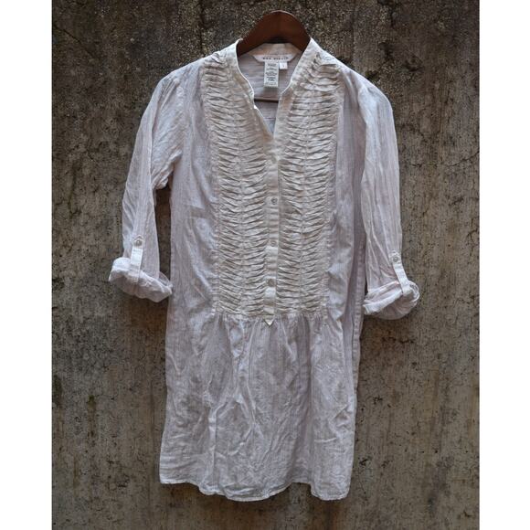 Max Studio White Pintuck Tunic Dress Women’s Small - Picture 1 of 4